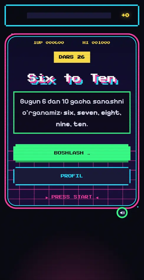 26-dars ekrani: 8-bit o'yin avtomati
